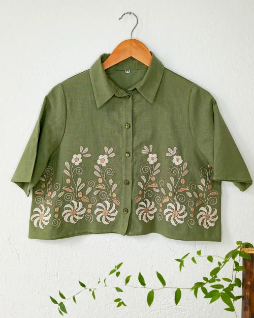 Blusa Laura | Perlas | Lino Verde