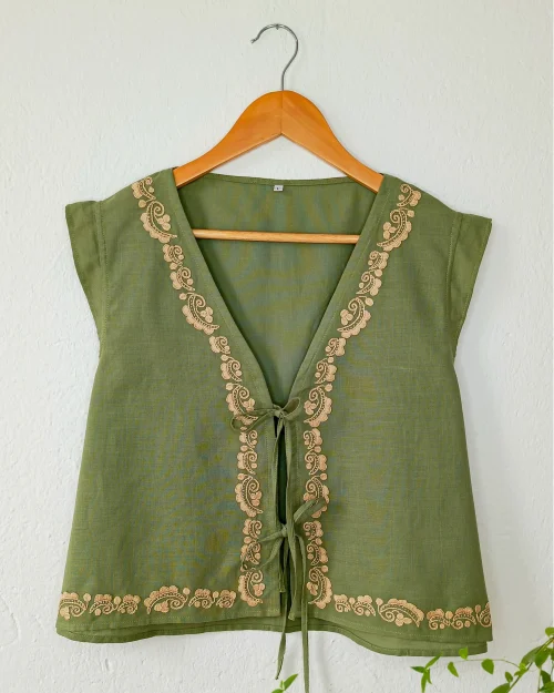 Blusa Isabela | Beige O | Lino Verde