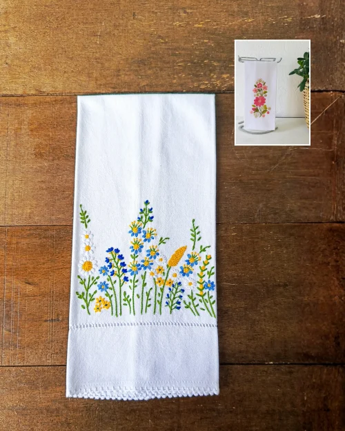 Toalla Mm Azul Amarillo | Blanco