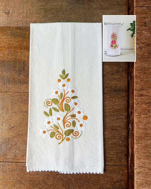 Toalla Rositas Blancas Canela | Beige