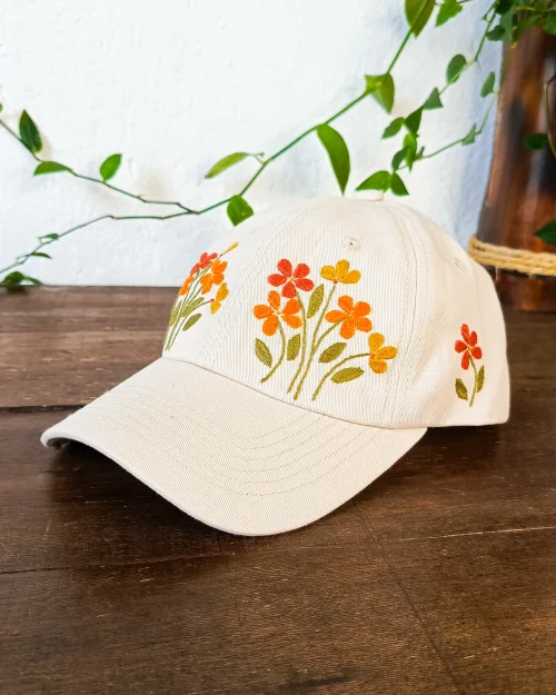 Gorra Bordada | Naranjas | Beige