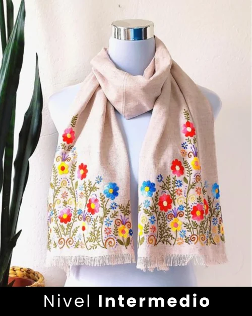 KIT Bufanda Margaritas Timbrados | Beige