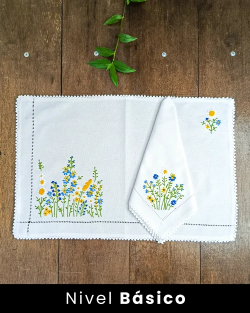 KIT Individual + Servilleta M.Margarita Celeste/Amarillo