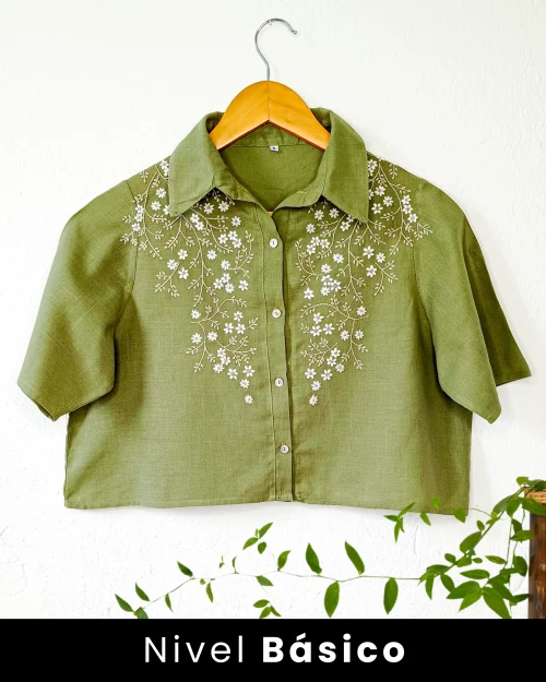 KIT Blusa Laura M.Margarita Perlas | Lino Verde
