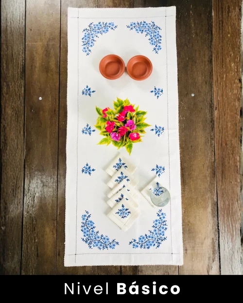 KIT Camino de Mesa +Servilleta Coctel M.Margarita Azules