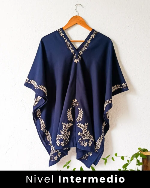 KIT Poncho Hojas Plata | Azul